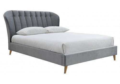 4ft6 Double Grey velour Elma buttoned bed frame 1